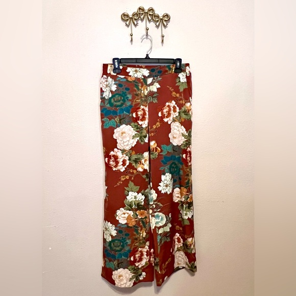 Chico's Pants - Chico's Copper, Teal, and green floral wide leg pants  Resort Wear